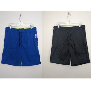 Lot of 2 Edgar + Ash Mens Drawstring Blue Black Nylon Lightweight Summer Shorts